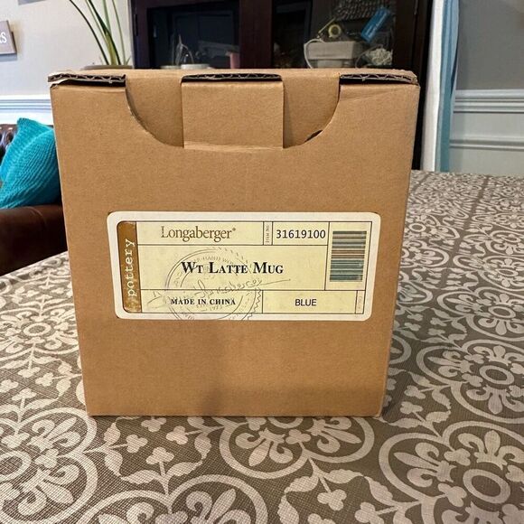 Longaberger Woven Traditions Classic‎ Blue Latte Mug New 5” tall - Picture 5 of 8